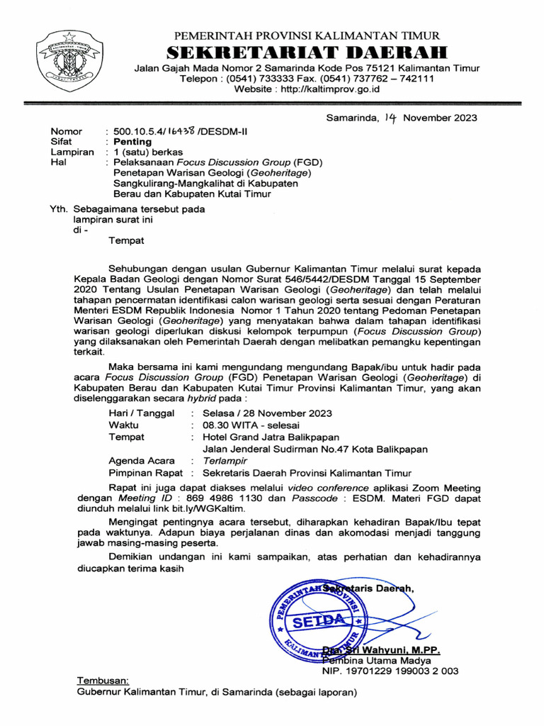 Surat Undangan FGD 28 November 2023 | PDF