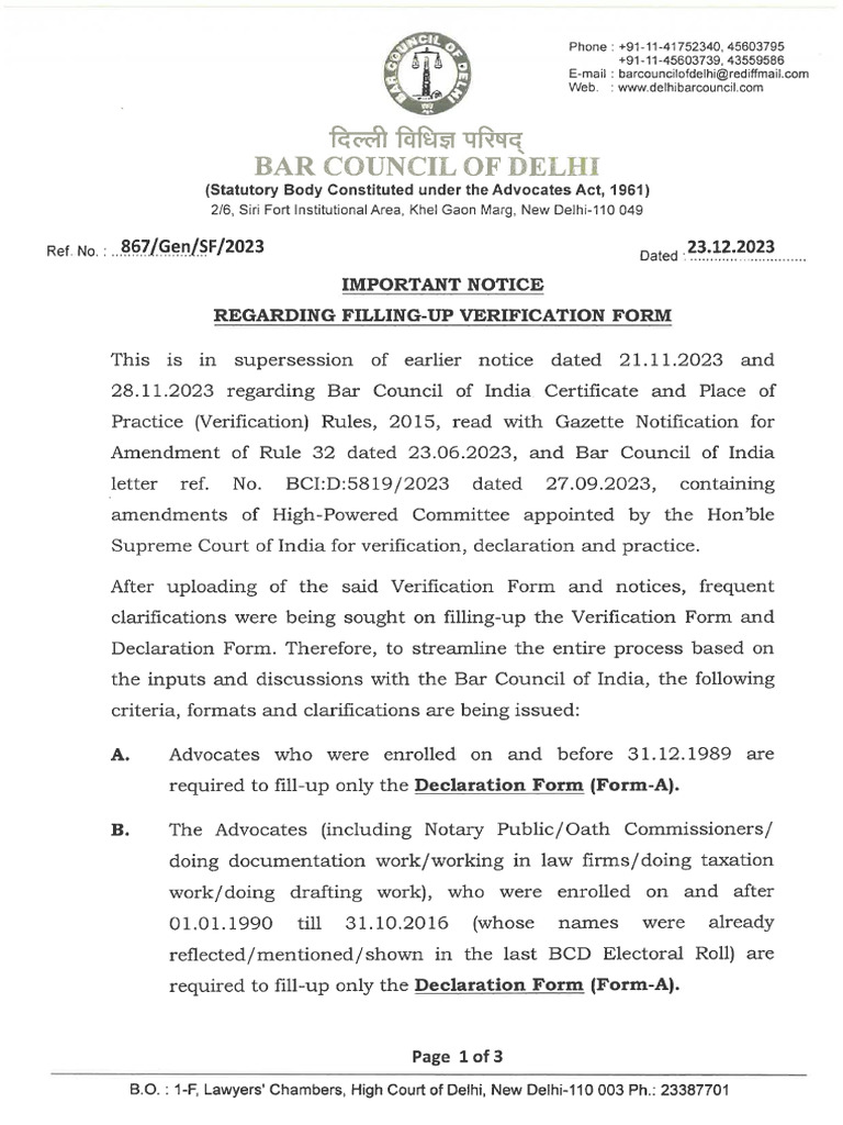 Notice re BCD Verification Form PDF