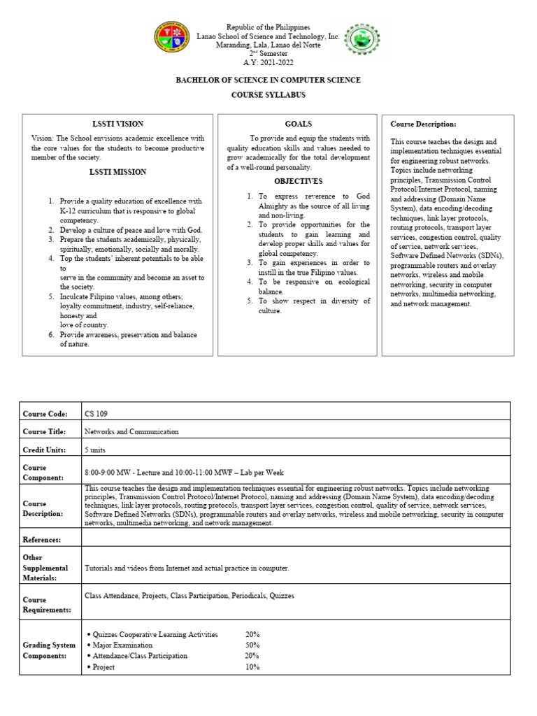 CS 109 - Network and Communication | PDF | Computer Network | Internet ...