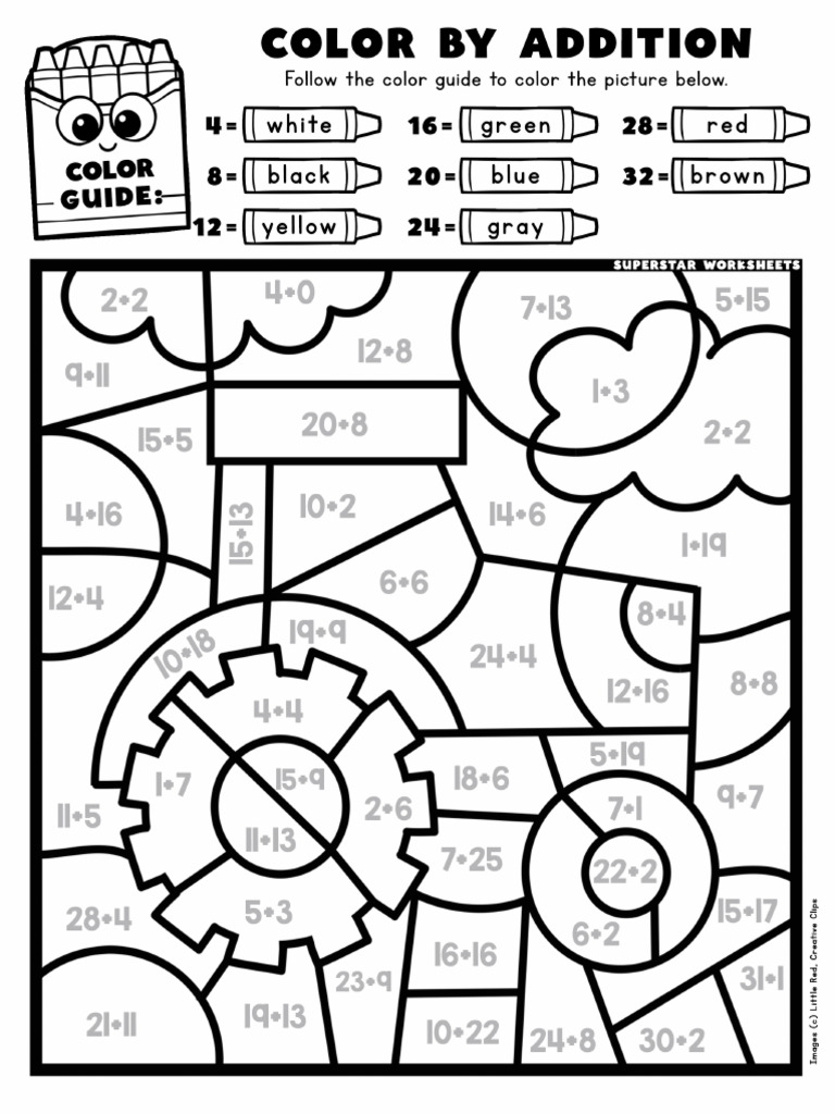 Color by Addition Worksheet 10 | PDF