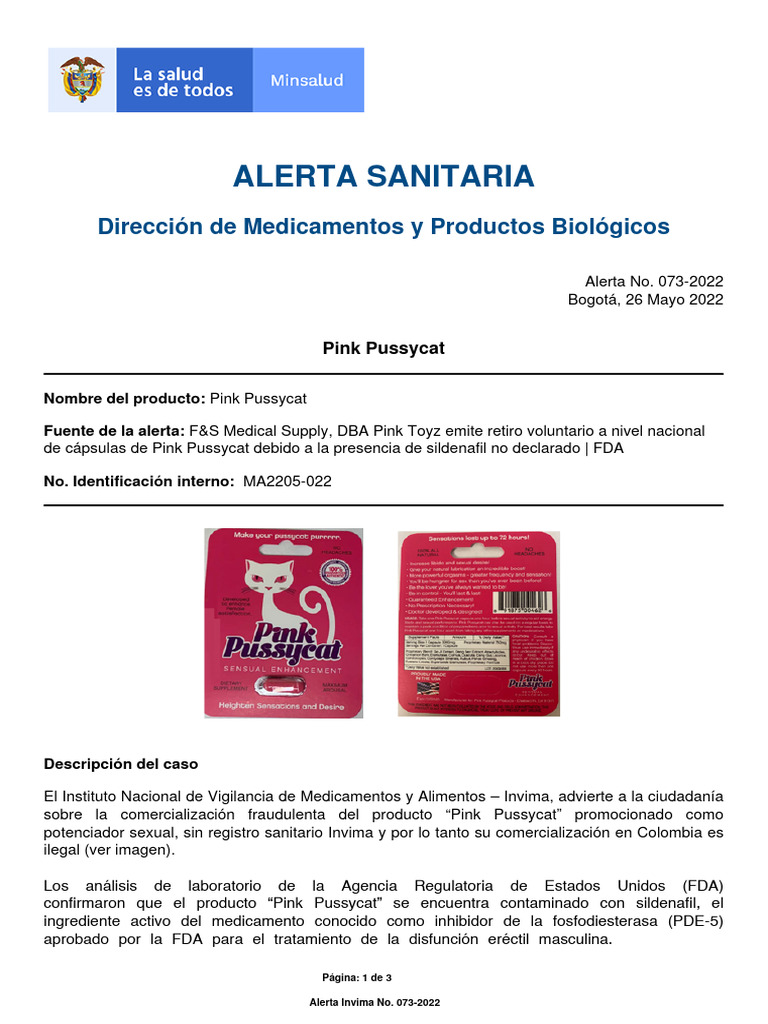 Alerta sobre Pink Pussycat y riesgos sanitarios | PDF | Medicina ...