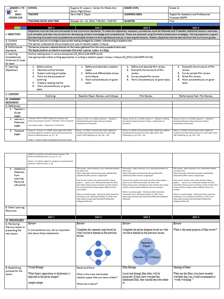 DLL in EAPP (Week8) | PDF | Foreign Language Studies | Art