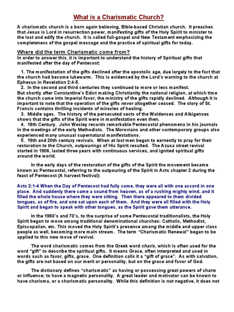 What is a Charismatic Church Spiritual Gift Charismatic Movement