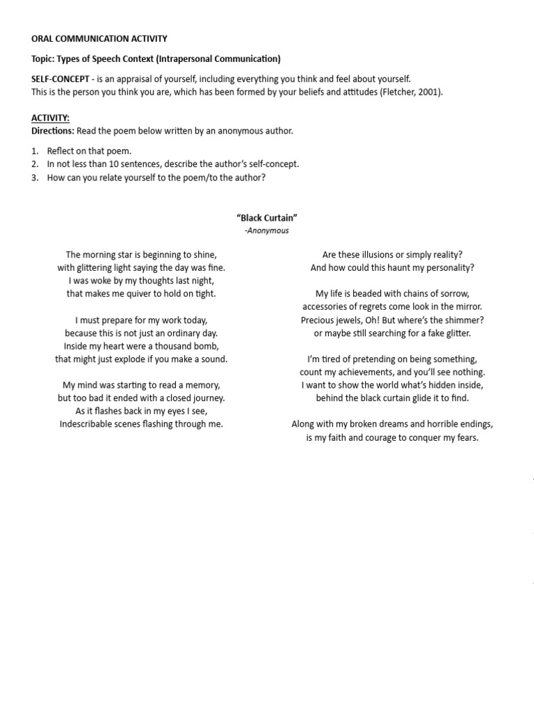 Oral Communication Activity PDF