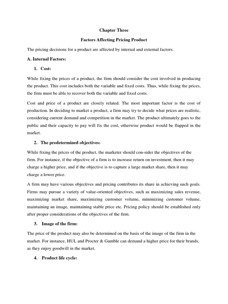 Chapter Three Pricing Factors | PDF | Demand | Pricing