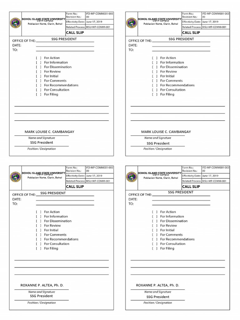 Call Slip | PDF