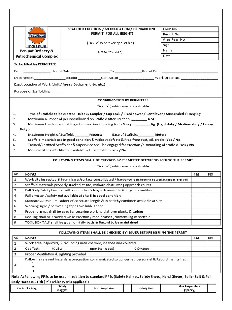 Scaffolding Permit Requirements Guide | PDF