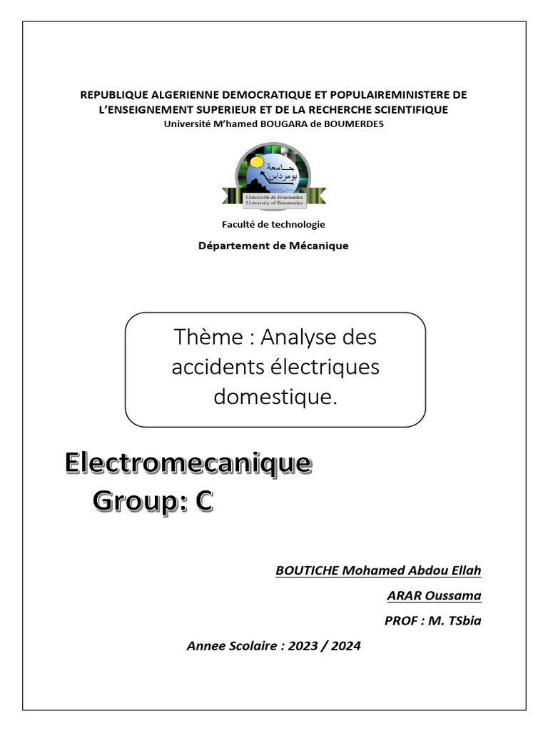 Analyse des Accidents Électriques Domestiques | PDF | Sciences et ...