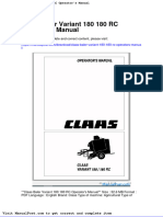 Claas Baler Variant 180 180 RC Operators Manual