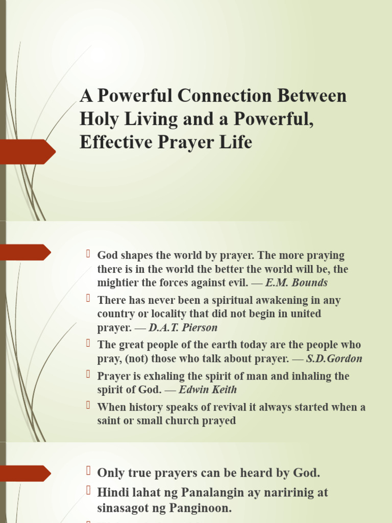 A Powerful Connection Between Holy Living and A | PDF
