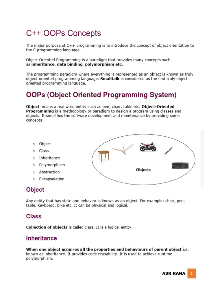 1 C++ OOPs Concepts | PDF