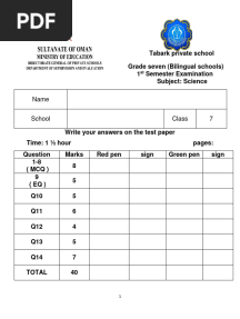 Grade 7 Final Exams 2024