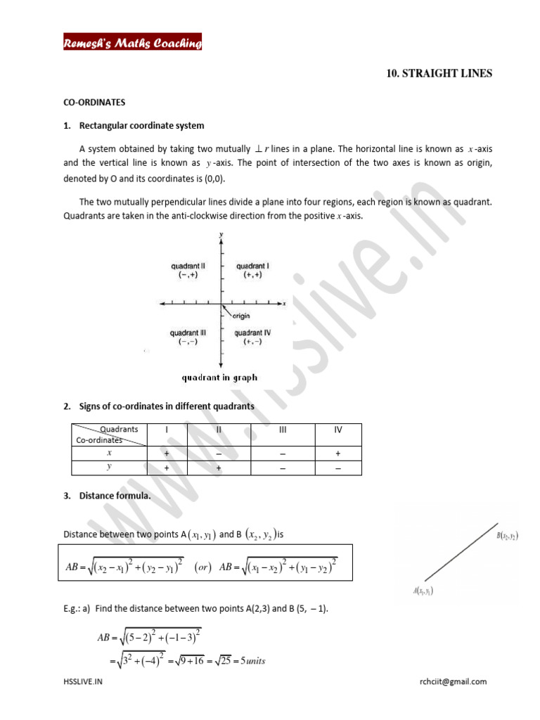 XI-10 STRAIGHT LINES-remesh-hsslive | PDF | Triangle | Area