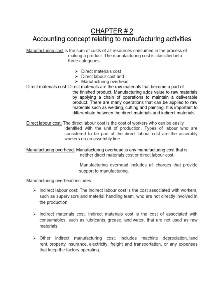 Chapter 2 Manufacturing Pdf Cost Cost Of Goods Sold