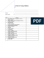 School Level Science Fair Judging Form