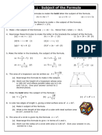 Subject of The Formula - Worksheets Pack