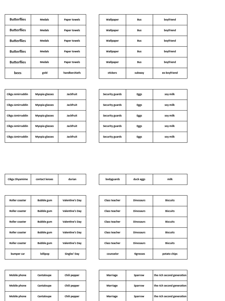 Random Word Collection Document | PDF