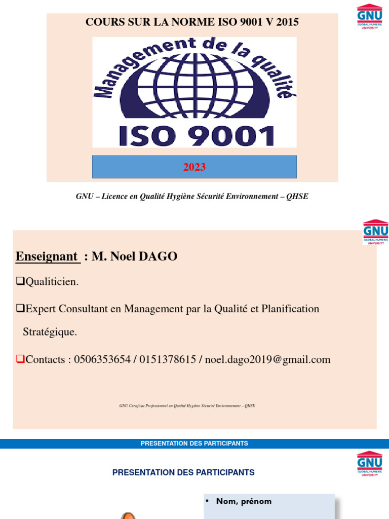 Support Cours ISO 9001 V 2015 | PDF | Management de la qualité ...