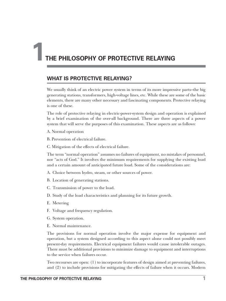 Philosophy of Protective Relaying | PDF | Electric Power System | Relay