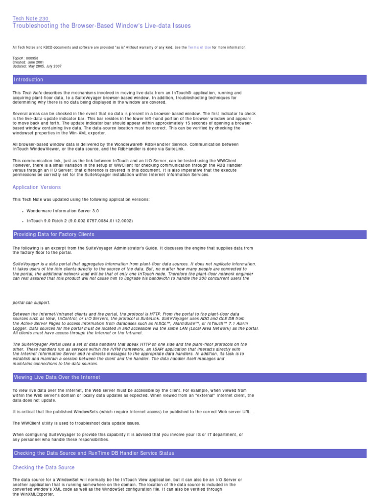 Tech Note 230 - Troubleshooting SuiteVoyager Live Data Issues | PDF ...