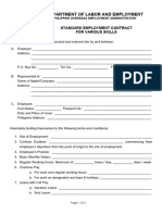 Various Skill Standard Employment Contract