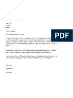 Sam Dee - Resignation Letter Sample