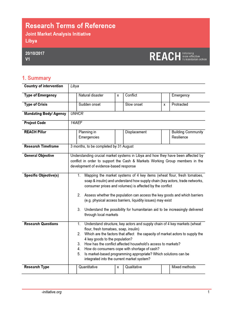Reach Lby Terms of Reference Joint Market Analysis Initiative October ...