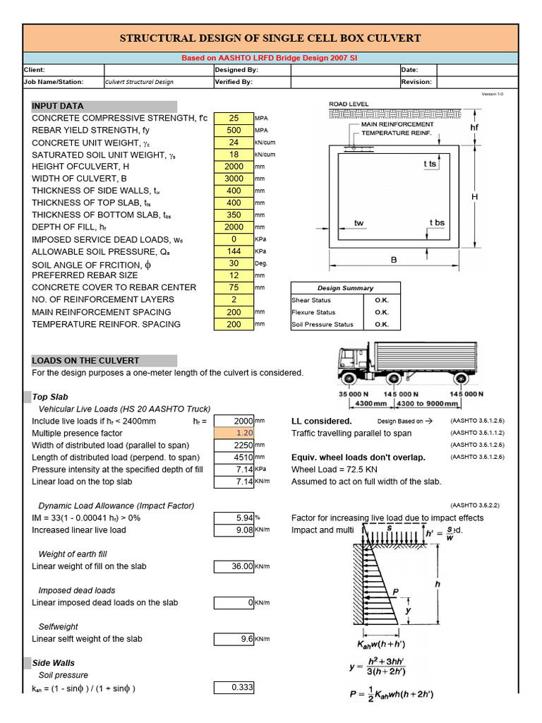 Single Cell Box Culvert Design Guide | PDF | Mechanical Engineering ...