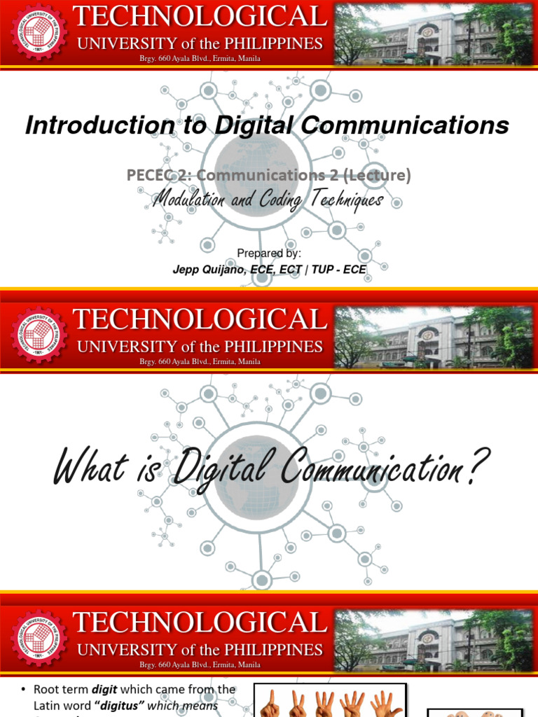 Lecture 1 Introduction To Digital Communications PDF Modulation