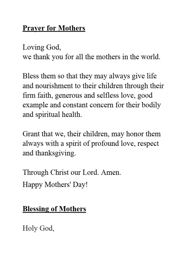 Mothers Day Prayers Pdf