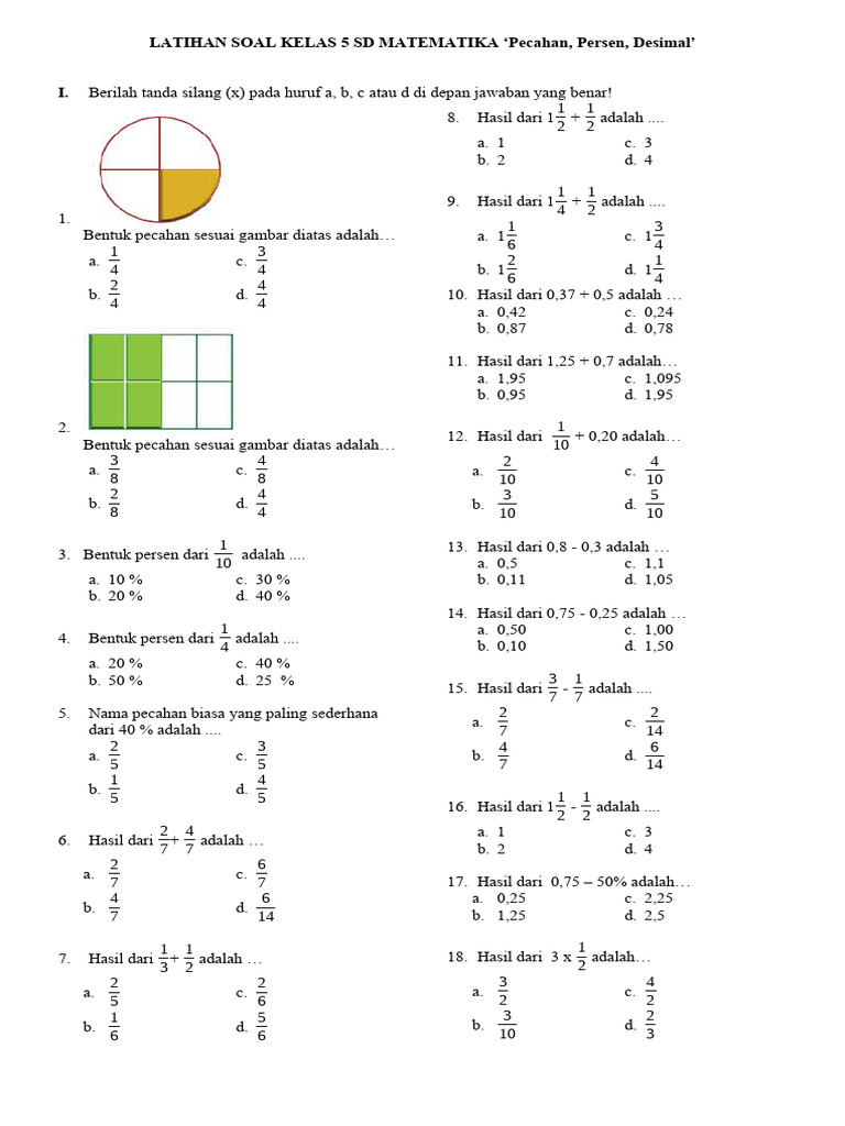 Soal Latihan Pecahan Kelas 5 SD | PDF