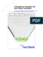 Dosage Calculations Canadian 4th Edition Pickar Test Bank