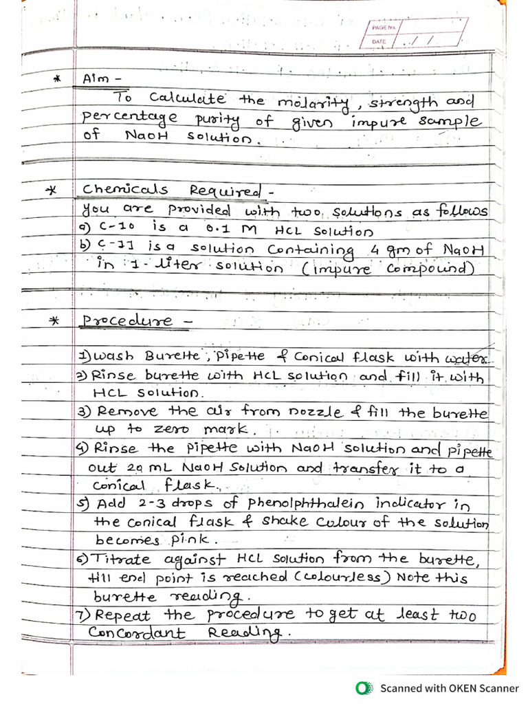 11th HCL and NaOH Titration | PDF