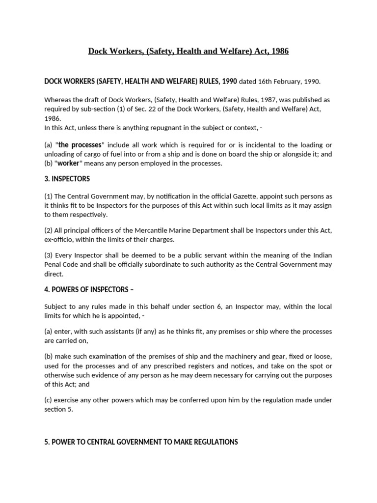 Dock Safety Regulations PDF