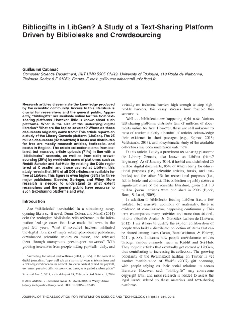 Cabanac 2015 pdf digital object identifier association for
