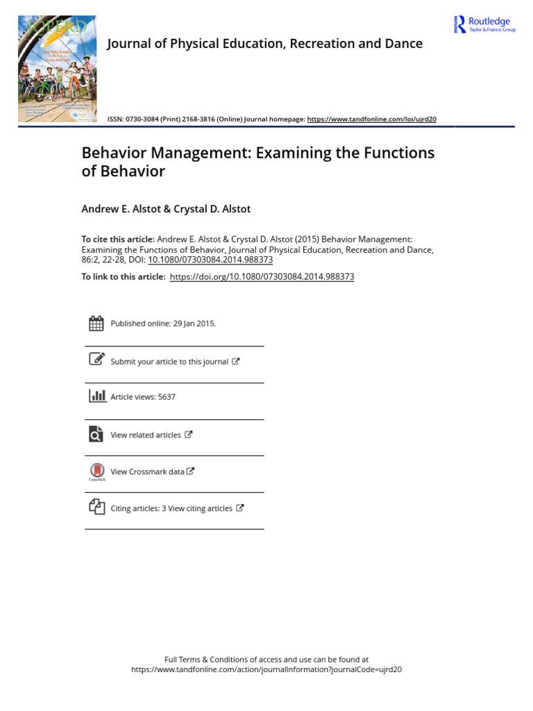 Behavior Management in Physical Education | PDF | Reinforcement ...