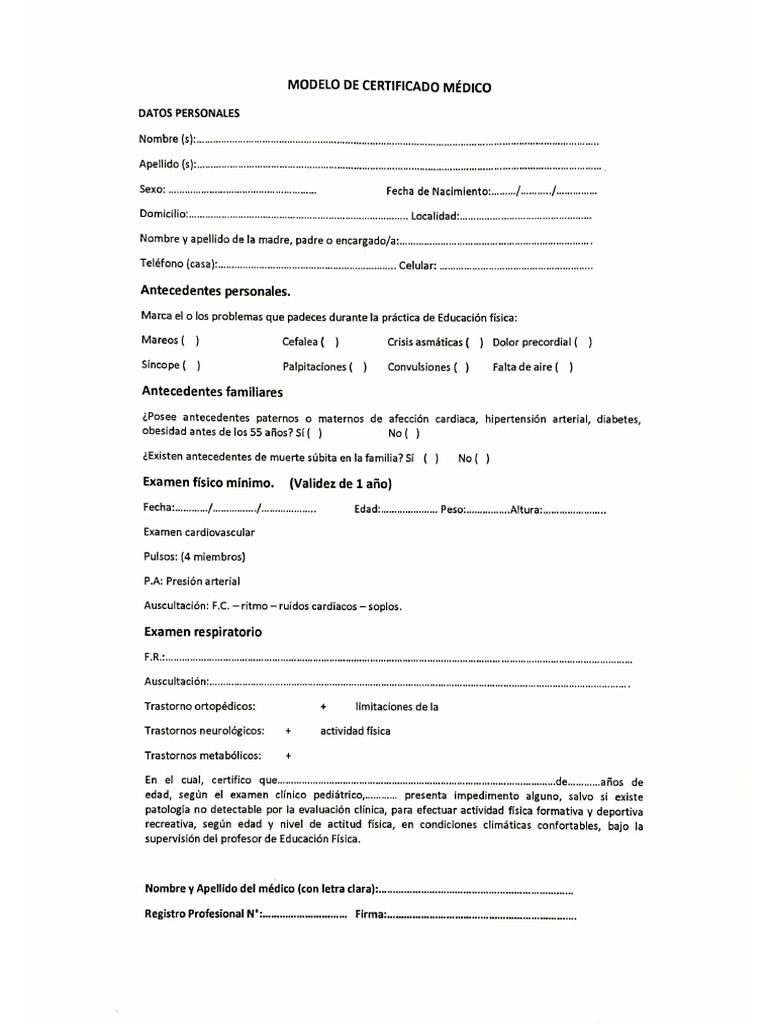 Certificado Médico Escolar | PDF