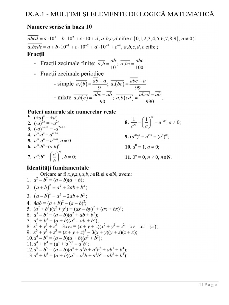 Multimi. Elemente de Logica Matematica. Suport | PDF