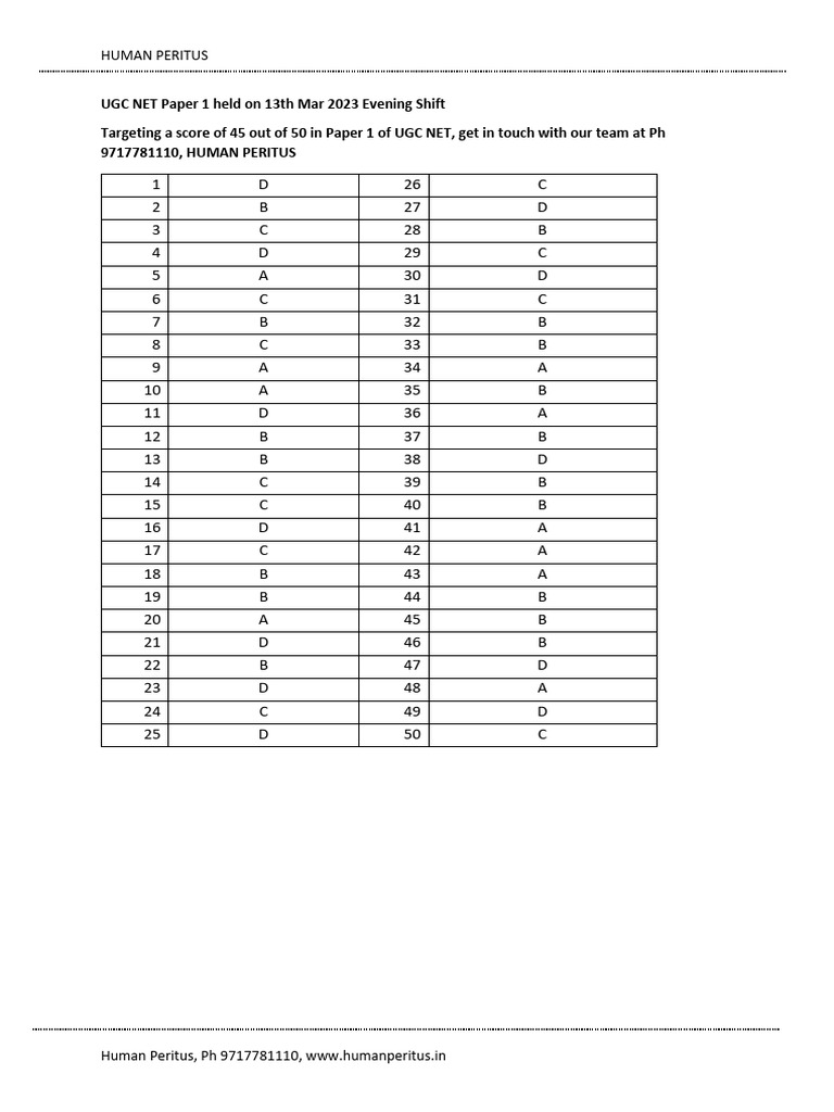 UGC NET Paper 1 Answer Key 2023 | PDF