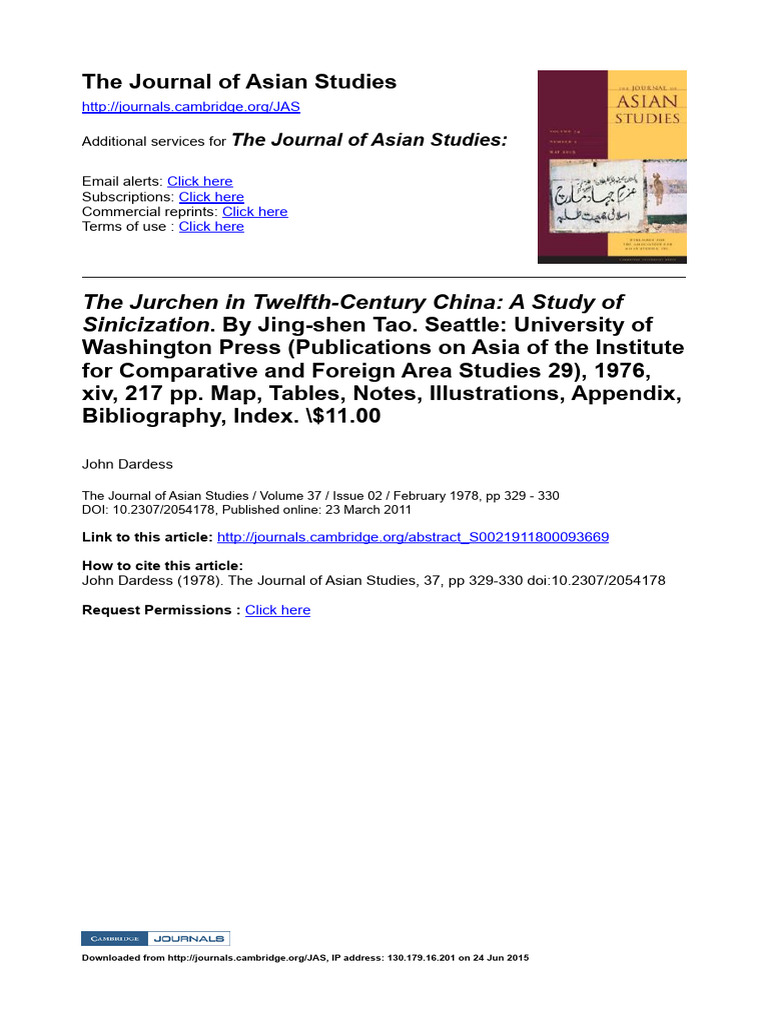 Sinicization of the Jurchen in China | PDF | China | World Politics