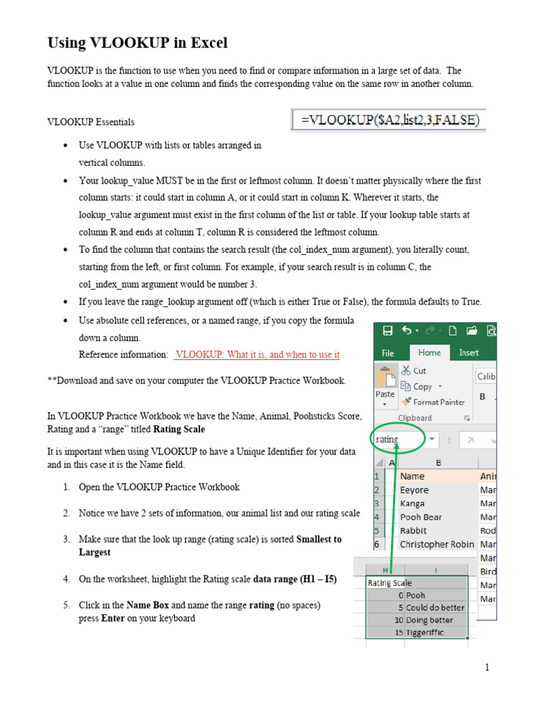 Vlookup practice instructions 1 pdf computing computer programming