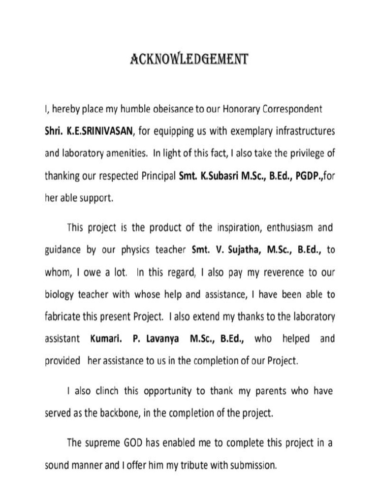 Acknowledgement Physics 1 | PDF