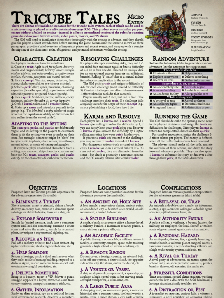 Tricube Tales: Micro RPG Edition | PDF