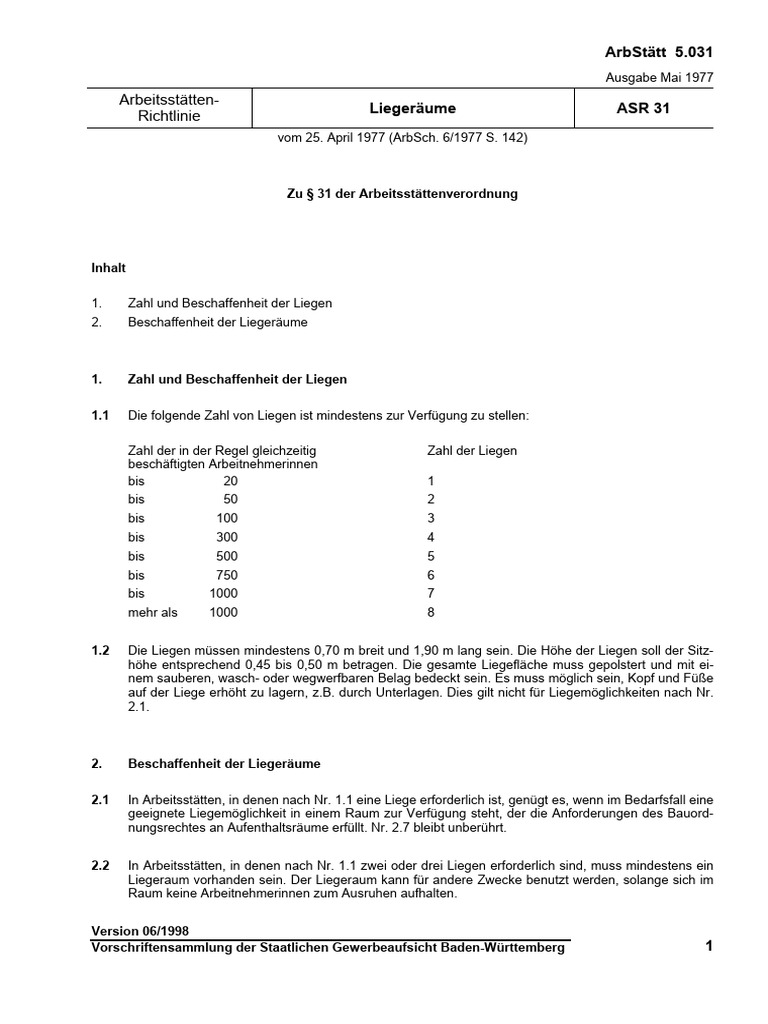 ASR 031 Liegeräume | PDF