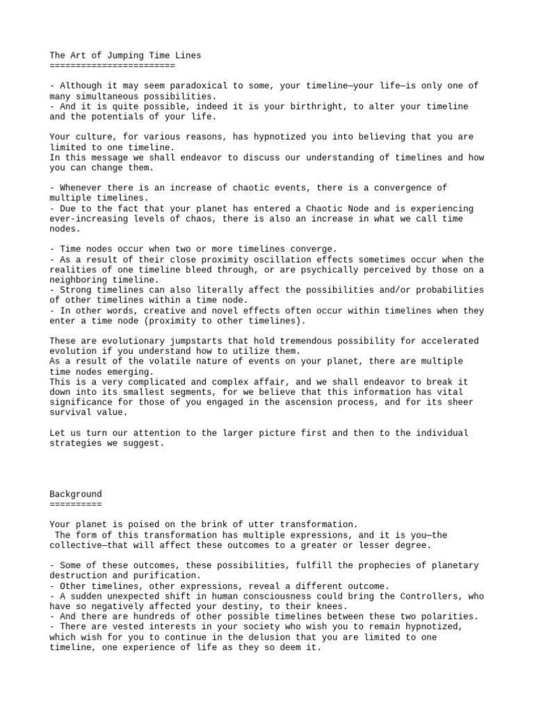 The art of jumping time lines pdf reality experience