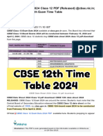 CBSE Date Sheet 2024 Class 12 PDF (Released) @cbse - Nic.in Download CBSE 12th Exam Time Table