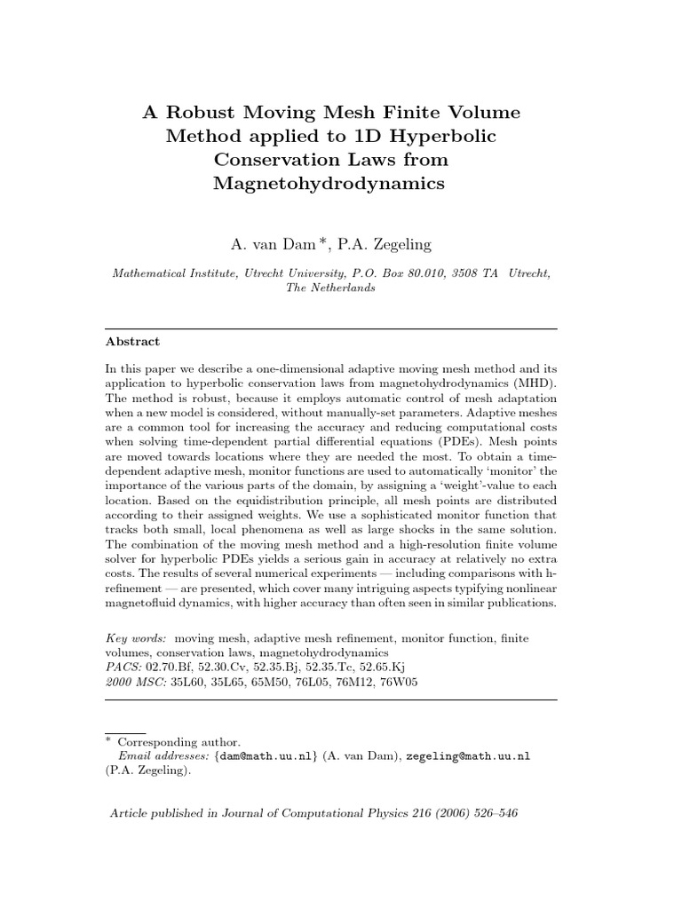 Adaptive Moving Mesh for MHD PDEs | PDF | Partial Differential Equation ...