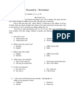 Ignacio - Personality - Worksheet