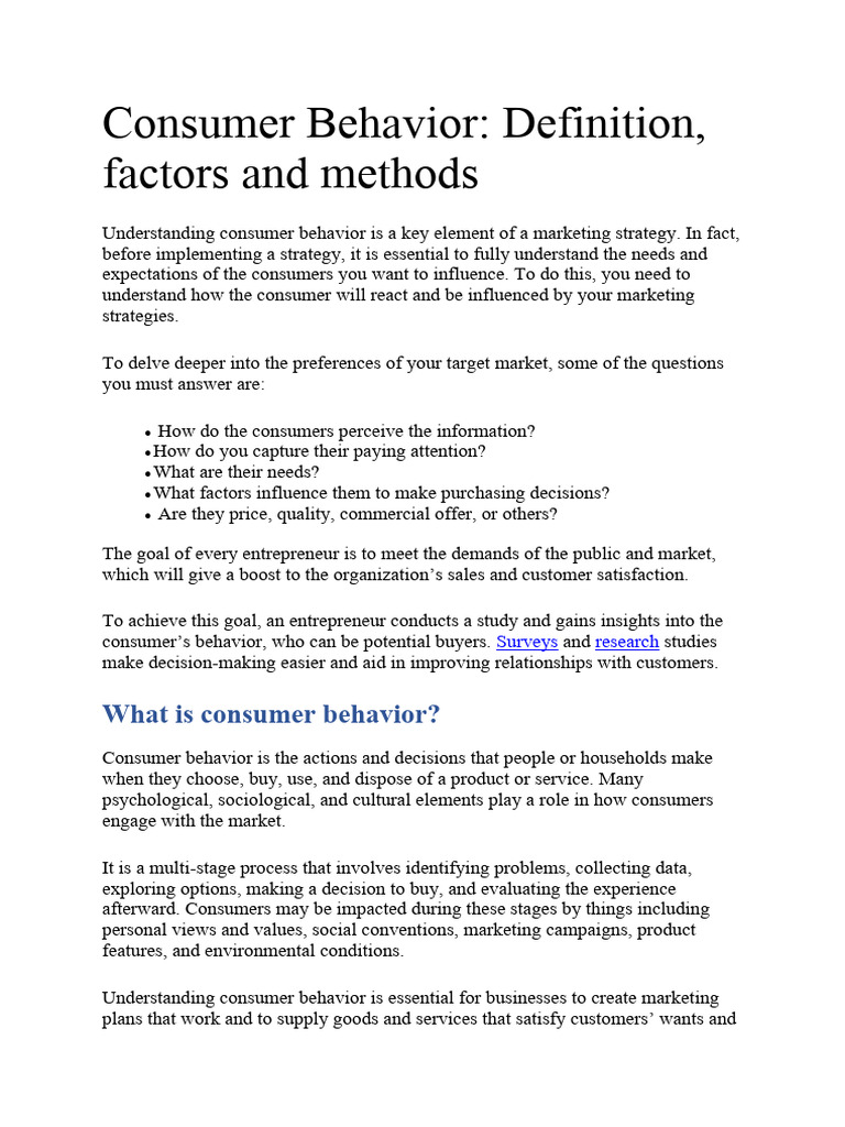 Understanding Consumer Behavior in Marketing | PDF