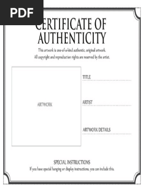 Certificate of Authenticity 1
